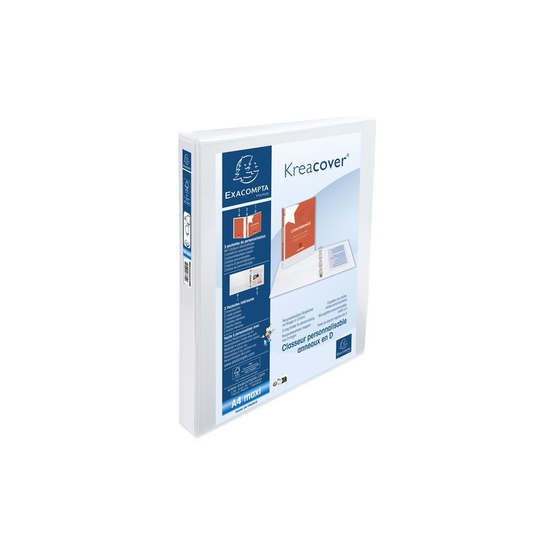 Raccoglitore Exacompta personalizzabile 4 anelli - bianco diametro anelli 25 mm - 51846E (Conf.9)