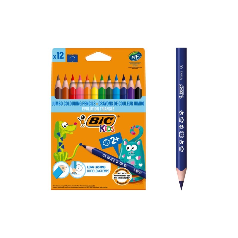 Matite colorate BIC Kids Evolution Triangle con fusto triangolare in conf. 12 pezzi assortiti - 82973511