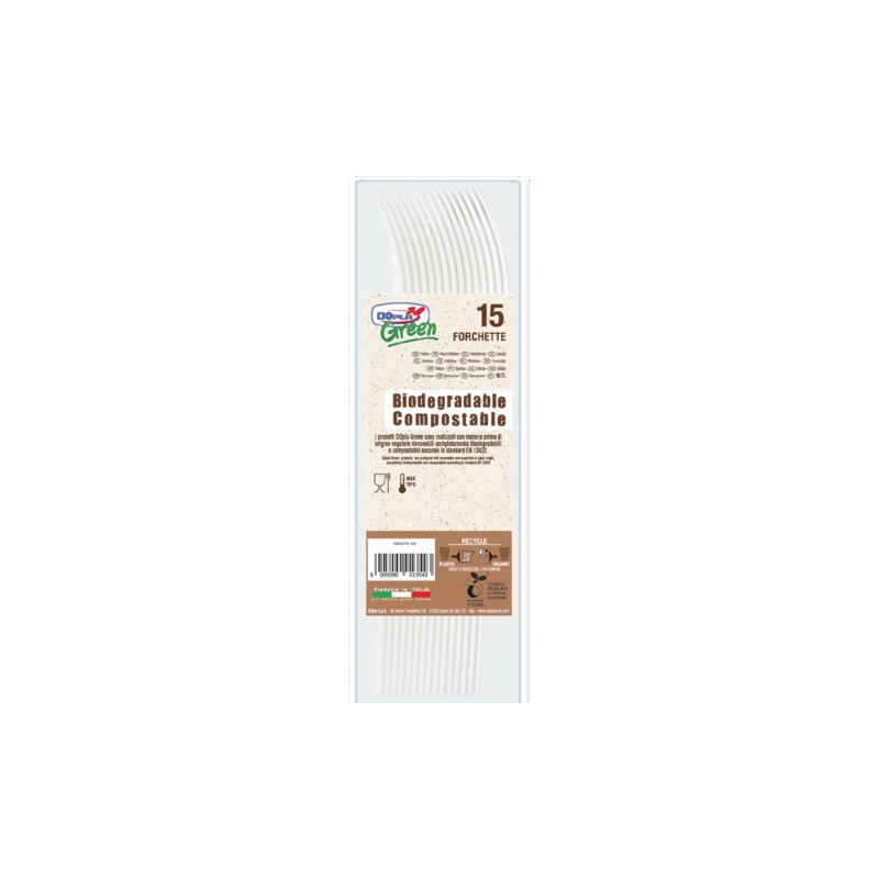 Forchette in biocompost Dopla Green Compact avorio 180 mm - conf. 15 pz - 03900