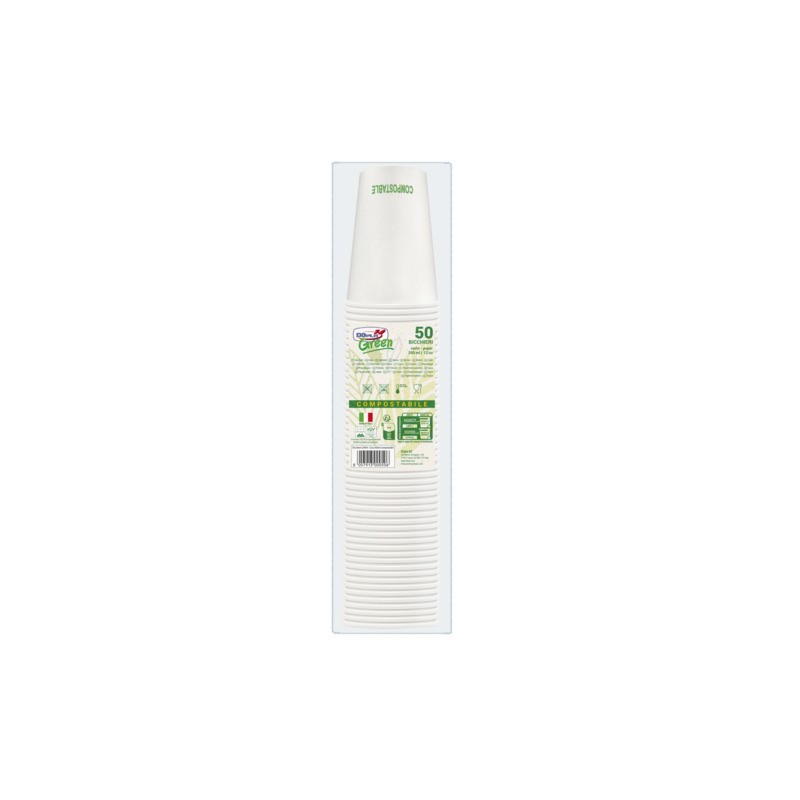 Bicchieri in carta compostabili Dopla Green 350 ml bianco - conf. 50 pz - 33394