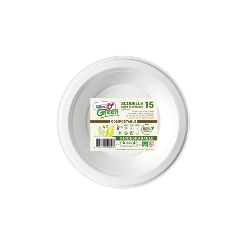 Scodella in polpa Dopla Green 450 ml bianco - conf. 15 pz - 07746