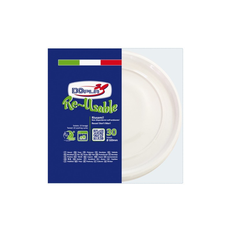 Piatti pizza in PS Dopla Reusable  Ø 320 mm bianco - conf. 30 pz - 06035