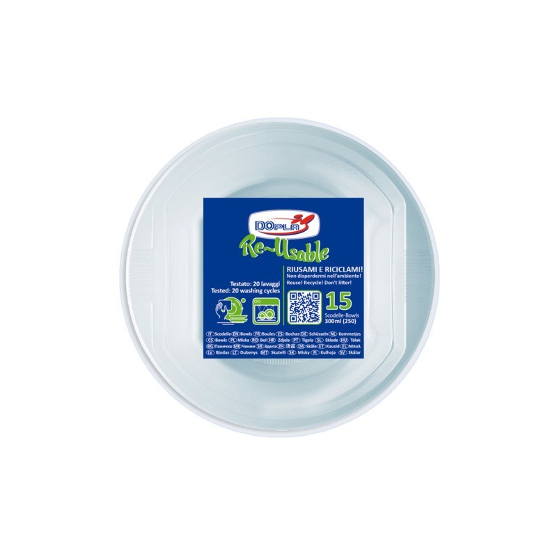Scodelle in PS Dopla Reusable 300 ml trasparente - conf. 15 pz - 08142