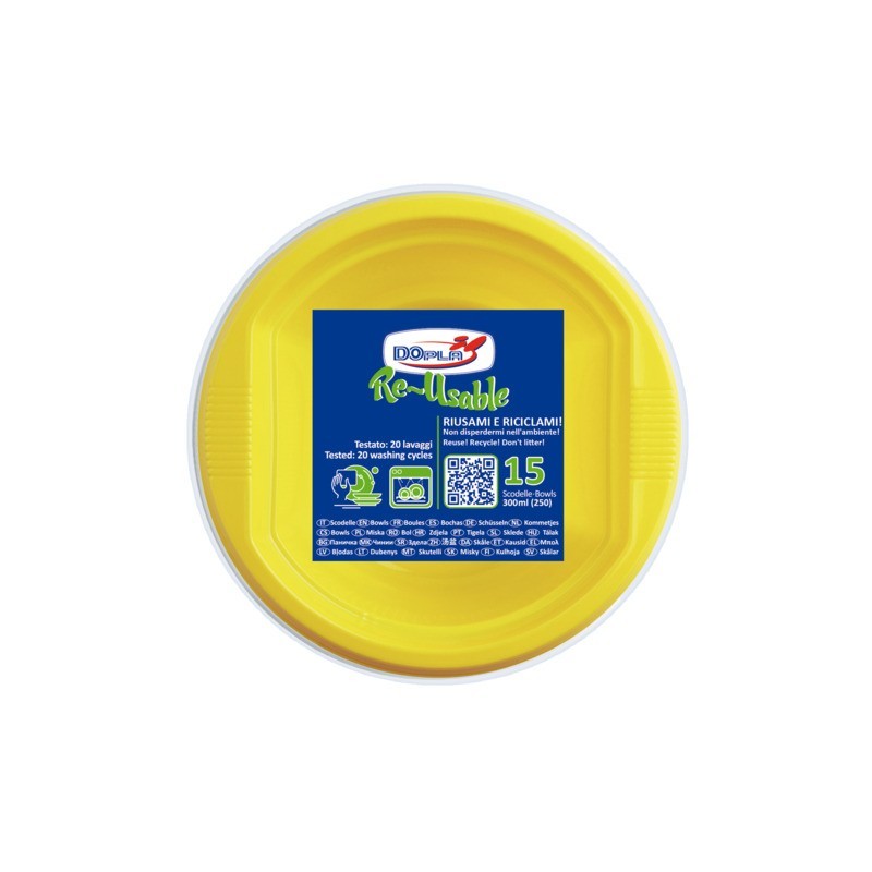 Scodelle in PS Dopla Reusable 300 ml giallo - conf. 15 pz - 08147