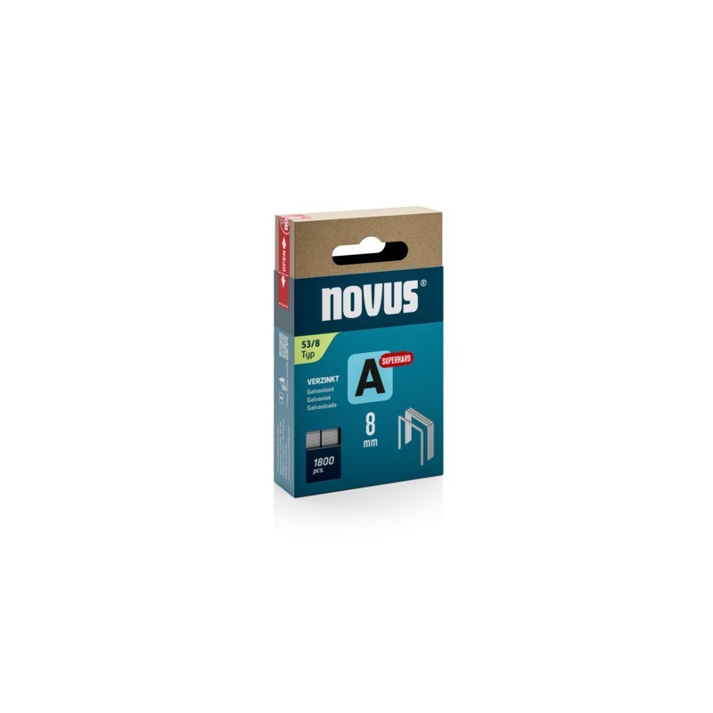 Punti tipo A 53/8 mm per fissatrici Novus J13, J17, J27 Silver - conf. 2000 pz - H205308