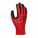 Guanti da lavoro Donau Safety in PL rosso e lattice ruvido nero sul palmo Tg. 7 - conf. 12 pz - 32021121-07