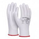 Guanti da lavoro Donau Safety in PL e spalmati di PU bianco sul palmo - Tg. 6 -  conf. 12 pz - 32031321-06