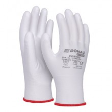 Guanti da lavoro Donau Safety in PL e spalmati di PU bianco sul palmo - Tg. 7 - conf. 12 pz - 32031321-07