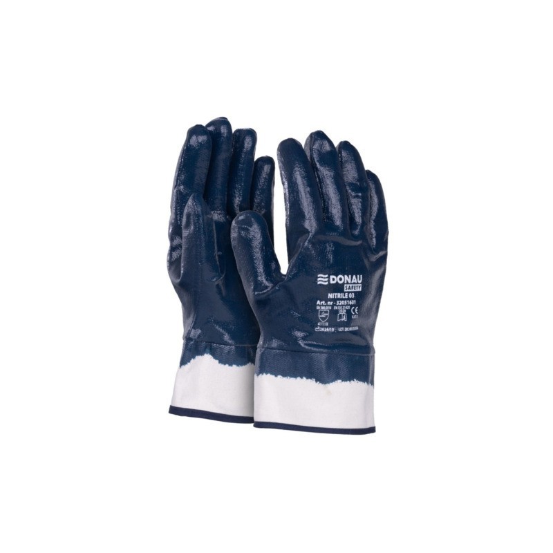 Guanti da lavoro Donau Safety in cotone rivestiti di nitrile blu Tg. 11 - conf. 12 pz - 32051631-11