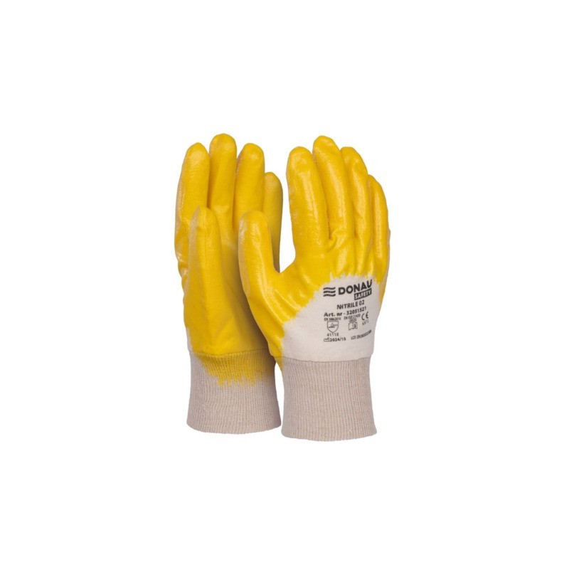 Guanti da lavoro Donau Safety in cotone e spalmati di nitrile giallo Tg. 7 - conf. 12 pz - 32051521-07
