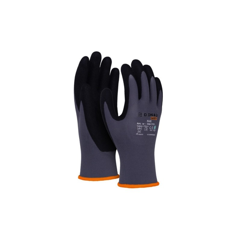 Guanti da lavoro Donau Safety in nylon e rivestiti con schiuma di nitrile sul palmo Tg. 10 - conf. 12 pz - 32061721-10