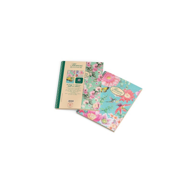 Maxi quaderno spiralato Pigna Nature Flowers A4 - 80 g/m² - 120 ff - 5M - 0215124T5 (Conf.3)