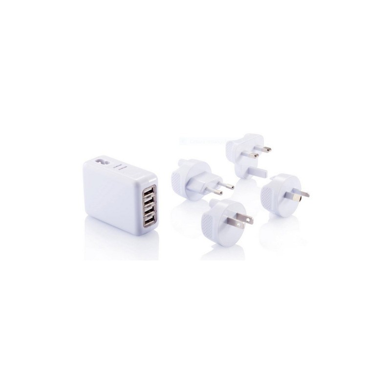Adattatore da viaggio con quattro porte USB Bianco P820.373