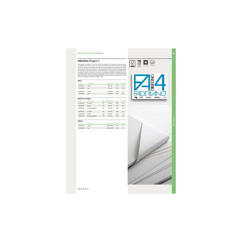 Album da disegno Fabriano F4 220 g/m² 70x100 m 25 fogli lisci - 51700597