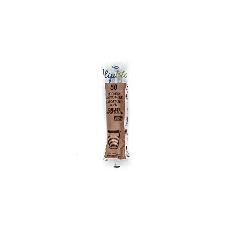 Bicchieri 200 cc Bio PLA - Conf. 50 pz. IlipBio trasparenti 61412