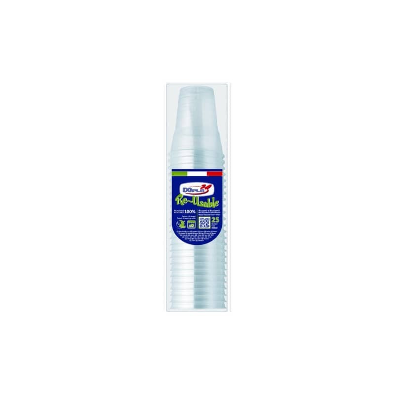 Bicchieri trasparente in polistirene Dopla 350 ml (300 L) conf. 25 pz - 22635