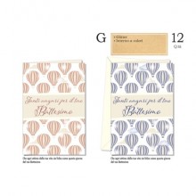 Biglietti augurali Battesimo Cromo assortiti in 2 soggetti mongolfiera glitter - conf. 12 pz - BT.8162