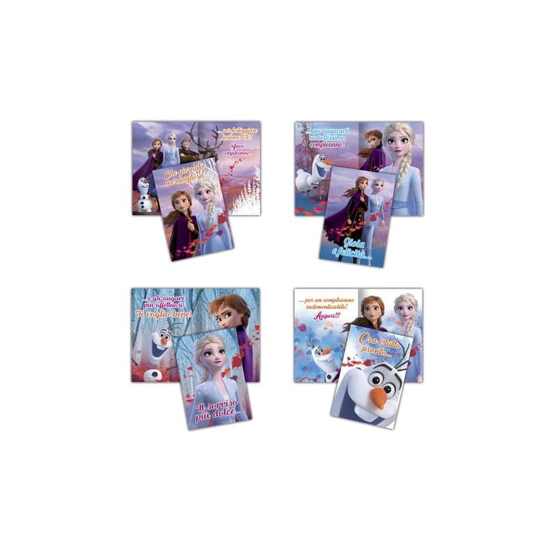 Biglietti auguri assortiti 11,5x16,8 cm conf. 12 pz Rex-Sadoch frozen 2 glitter WDBA035G