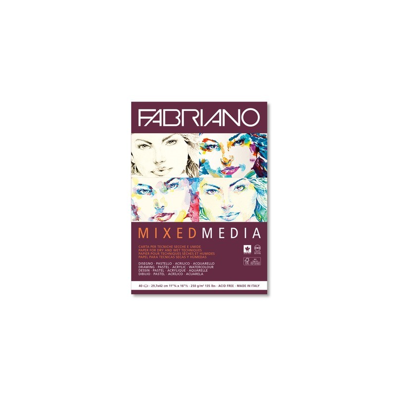 Blocco belle arti Fabiano mixed media 40 fogli A3 - 250 g - 19100382