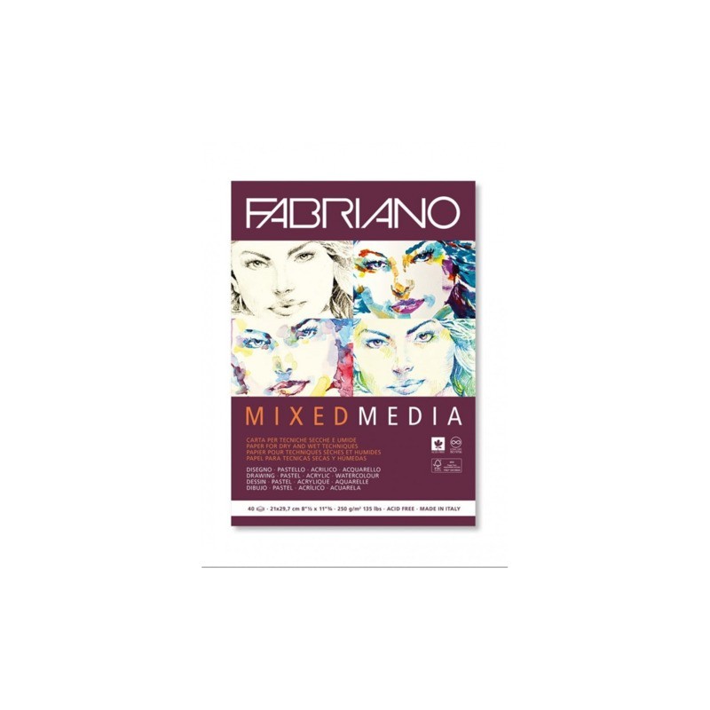 Blocco belle arti Fabiano mixed media 40 fogli A4 - 250 g - 19100381