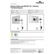 Braccio porta 1 monitor da tavolo Durable Select grigio 429x448x100 mm 5094-23