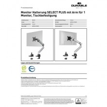 Braccio porta 1 monitor da tavolo Durable Select Plus con braccio estensibile 530x450x108 mm - 5096-23