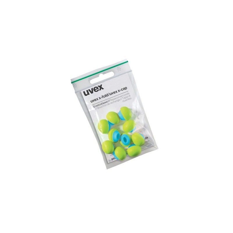 Capsule di ricambio per archetto x-cap - Uvex - conf. 60 paia in bustine da 5 paia  lime/blu - 2125351
