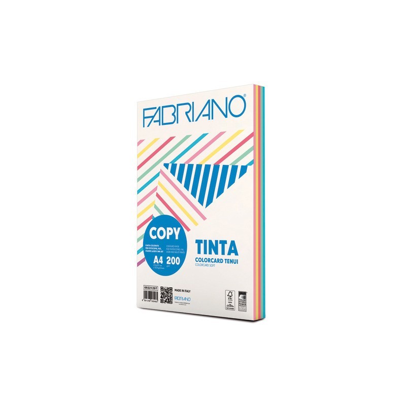 Carta colorata Copy Tinta 200 g Fabriano A4 - colori tenui - 19100819