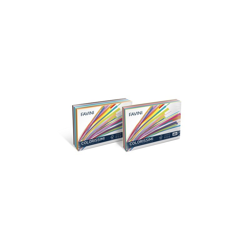 Carta colorata Favini Bristol Colorissimi 25x35 cm 200 g/m2 risma da 240 ff 12 colori - A35X244