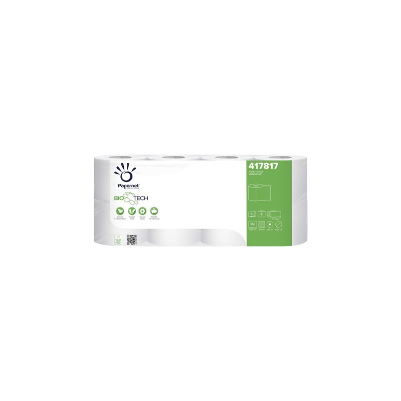 Carta igienica Papernet Bio Tech - conf. 7 pz da 8 rotoli - 3 veli - 417817