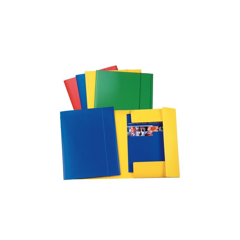 Cartella in presspan a tre lembi con elastico Esselte Essentials C42 formato 25x35 cm conf. da 5 pezzi Esselte verde