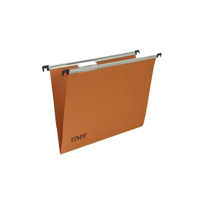 Cartelle sospese orizzontali per cassetti 39 cm Silver fondo V - arancio conf. da 50 pezzi - 150/390 GL -B2
