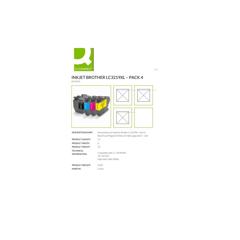 Cartuccia Q-Connect rigenerata Brother LC3219XL nero/ciano/magenta/giallo KF14254