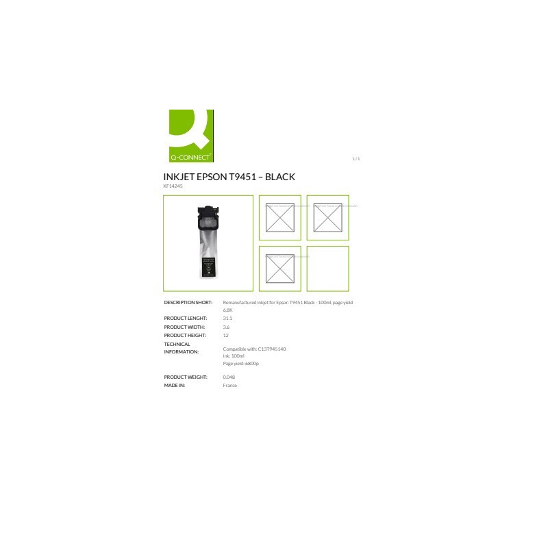 Cartuccia Q-Connect rigenerata Epson T9451 - C13T945140 nero - KF14245