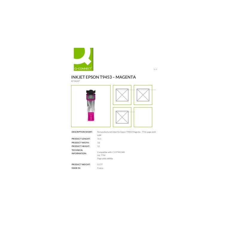 Cartuccia Q-Connect rigenerata Epson T9453 (C13T945340) magenta - KF14247