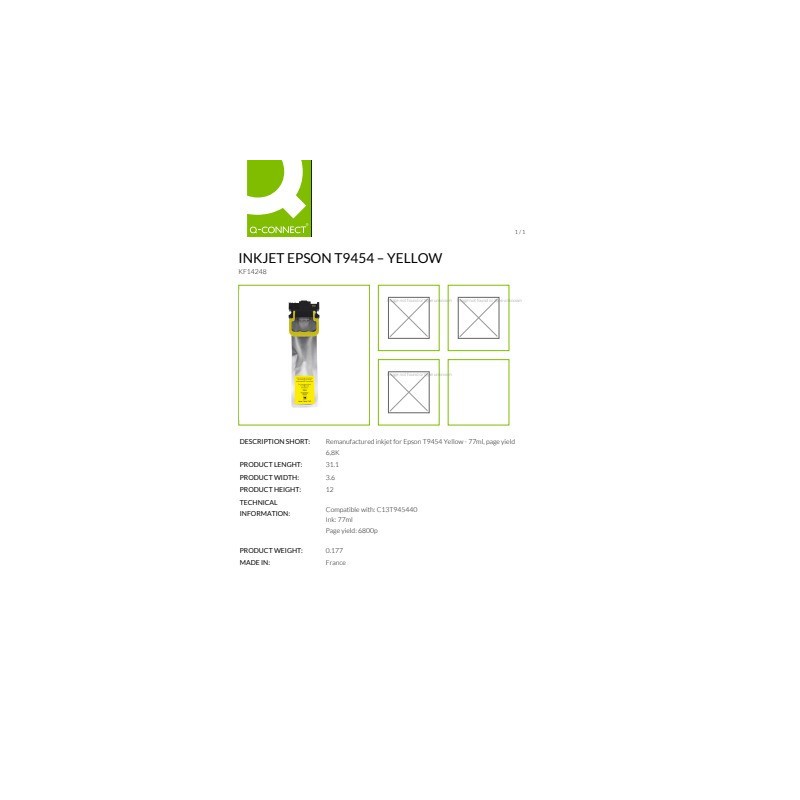 Cartuccia Q-Connect rigenerata Epson T9454 (C13T945440) giallo - KF14248