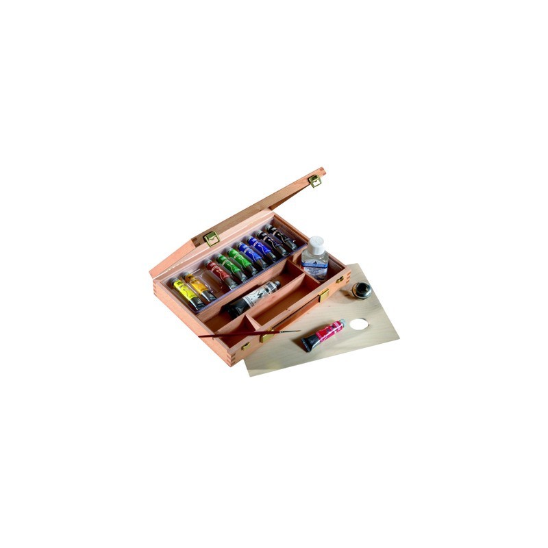 Cassetta Maimeri in faggio con tempera fine e accessori - conf. 15 pz - colori assortiti - M2599068