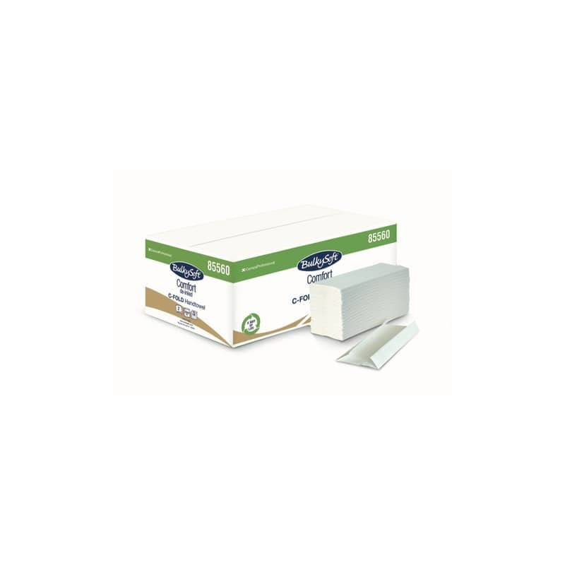 Conf. da 20 fascette composte da 153 fogli di asciugamani ripiegati a C 23x31 cm Bulkysoft Comfort bianco - 85560.E10