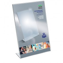 Portadepliant in acrilico con base a L Lebez formato 20x30 cm - verticale - trasparente - 7057