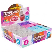 Espositore 24 temperamatite a 2 fori con serbatoio Nikoffice colori pastello assortiti - 12NIK024 (Conf.24)