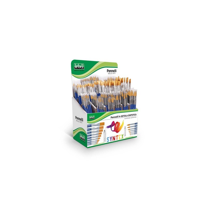 Espositore 312 pennelli Lebez Syntex in setola sintetica - punte assortite - 81330
