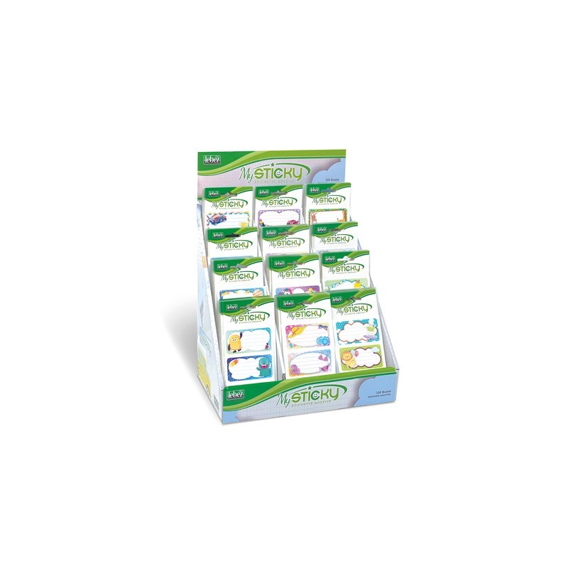 Espositore 120 buste da 6 etichette scuola Niji - fantasie assortite - A904