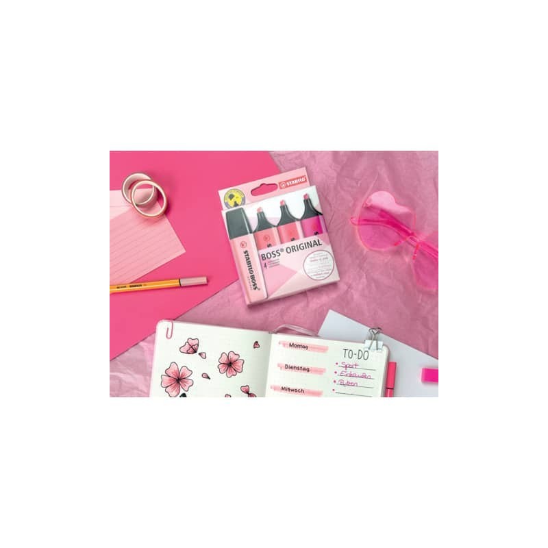 Evidenziatori Stabilo Boss® Original 2-5 mm Shades of Pink - 4 tonalità di rosa D70/4-6-1