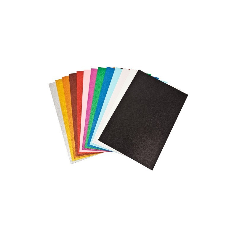 Foam in gomma Nikoffice EVA formato A4 colori assortiti glitterato non adesivo - conf. 10 fogli - 23NIK132 (Conf.3)