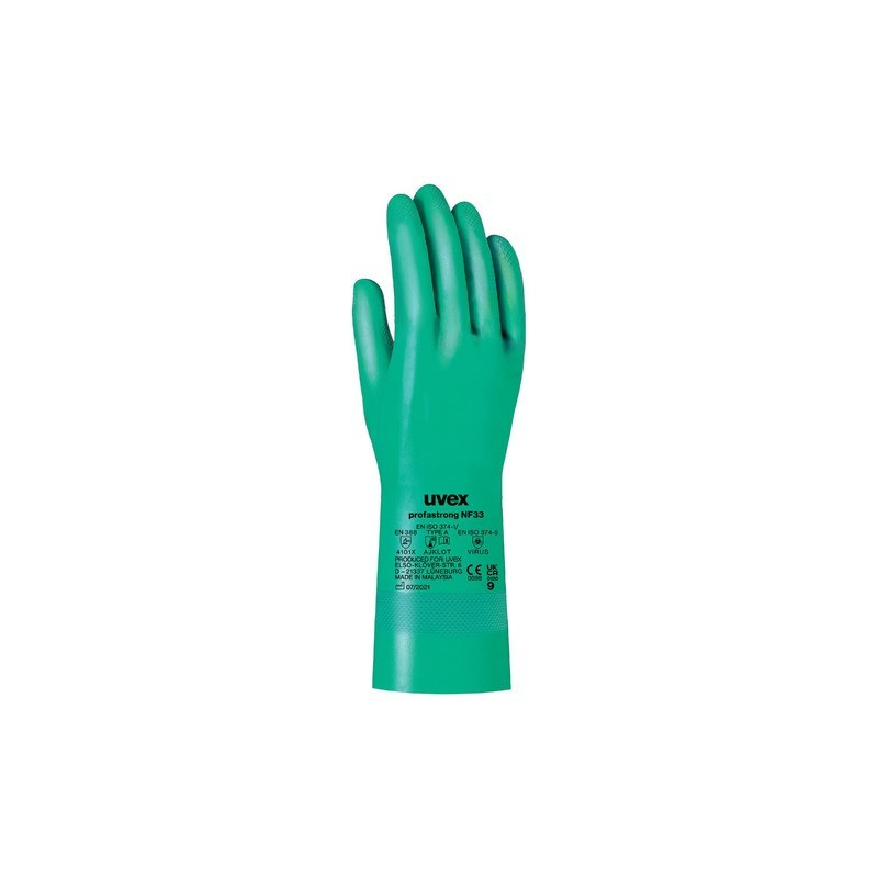 Guanti protettivi PROFASTRONG NF33 - rischi chimici - verde Uvex TG. 8 6012202 (Conf.12)