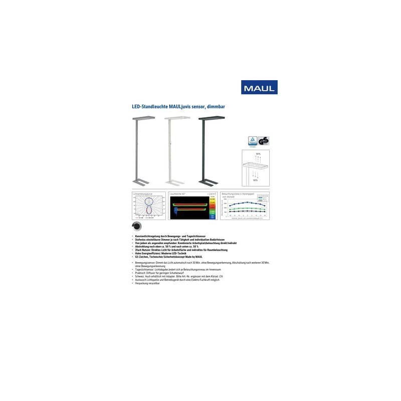 Lampada piantana a LED dimmer con sensore movimento/crepuscolare Juvis Maul bianco - Z810051