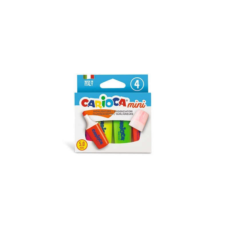 Mini evidenziatori Carioca colori assortiti fluo - conf. 4 pezzi - 42868