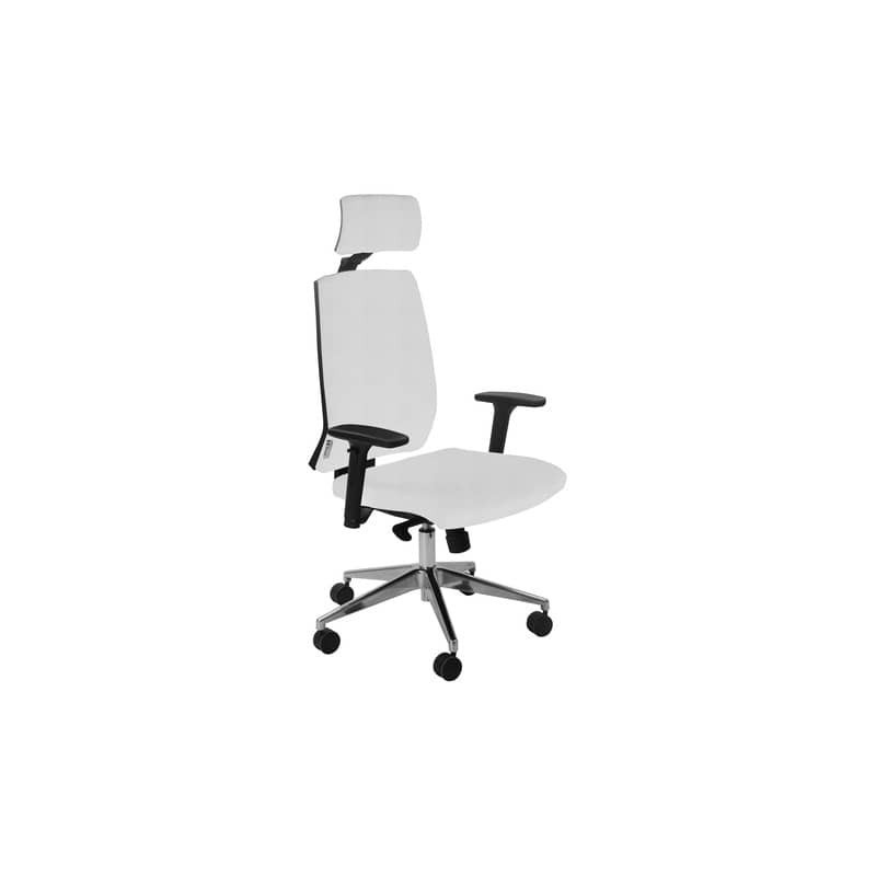 Sedia operativa girevole Unisit Larissa LR1SB con poggiatesta - rivestimento pelle bianco - LR1SB/PQ