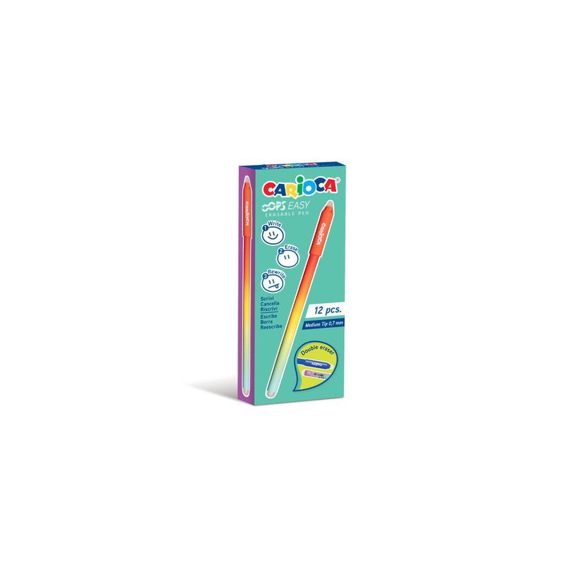 Penna cancellabile Carioca Oops Easy punta media 0,7 mm conf. da 12 pz rosso 43500/03