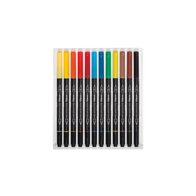 Pennarello punta fine AQUA BRUSH DUO colori assortiti Lyra confezione appendibile 12 pezzi - L6521120